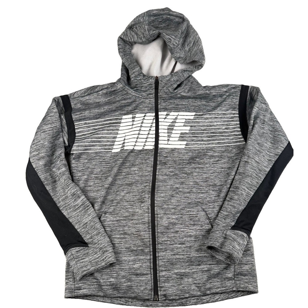 Nike Dri-FIT Full Zip Hoodie Women's XL Gray Black Athletic Jacket BV3780-032